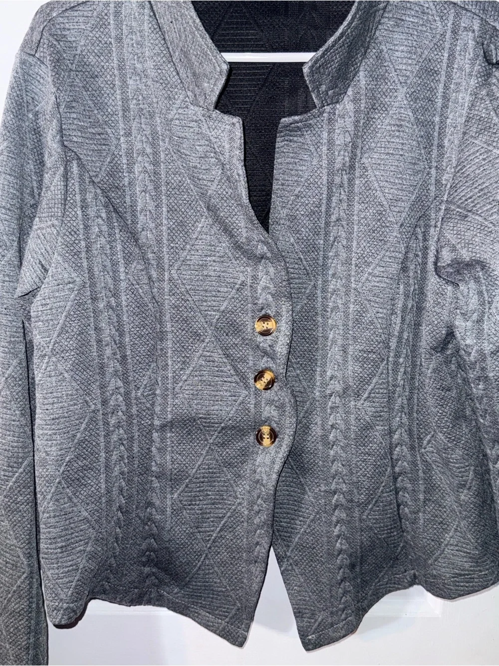 Women's Gray Textured Button-Front Jacket